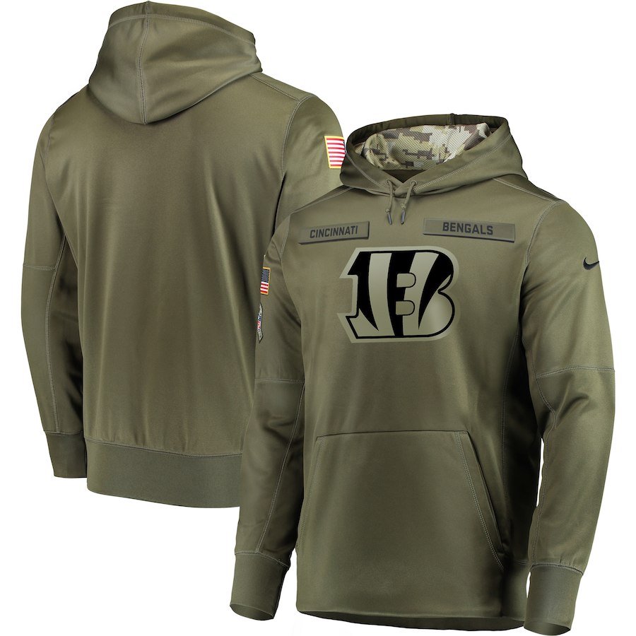 Men Cincinnati Bengals Nike Olive Salute To Service KO Performance Hoodie Green->cincinnati bengals->NFL Jersey
